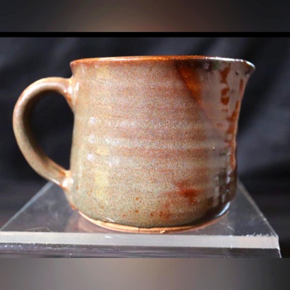 Vintage Japanese Glazed Pottery Creamer Signed 3" Tall